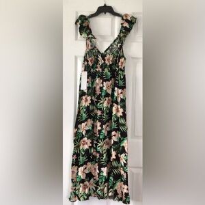 Almost Famous Black and Green Floral Maxi Skirt